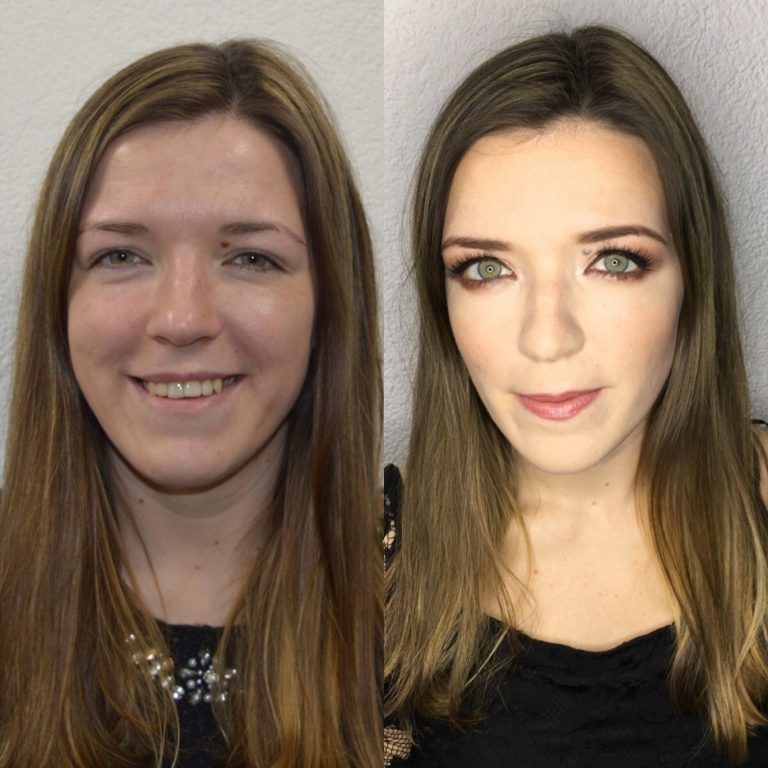 Green eyed beauty makeup makeover before and after