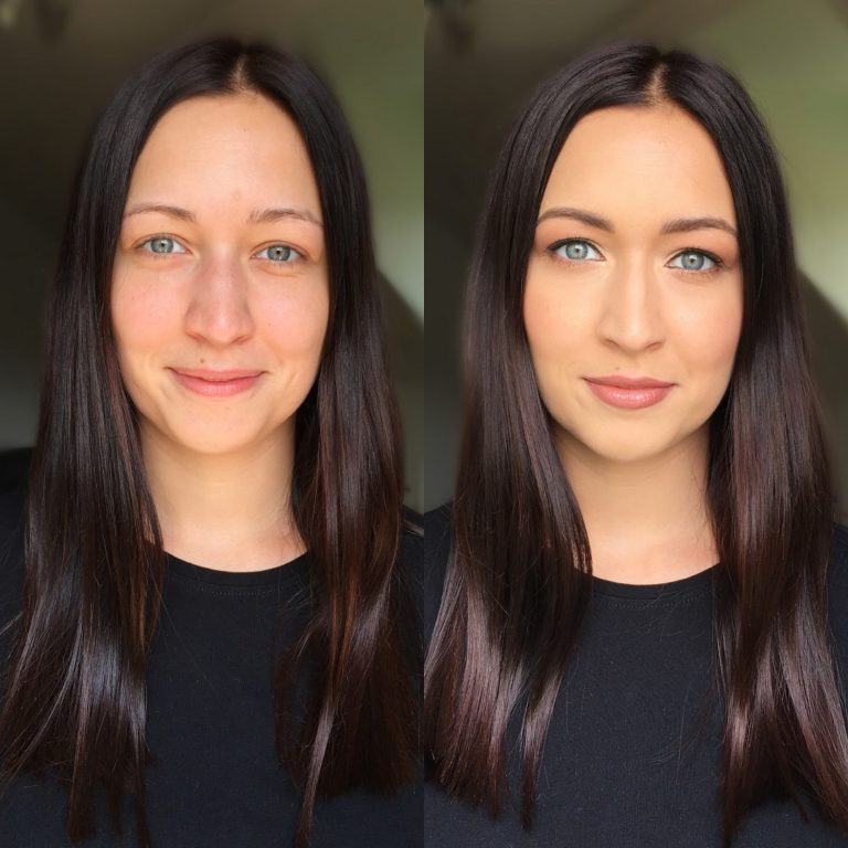 Blue eyed beauty with long dark brown hair makeup makeover